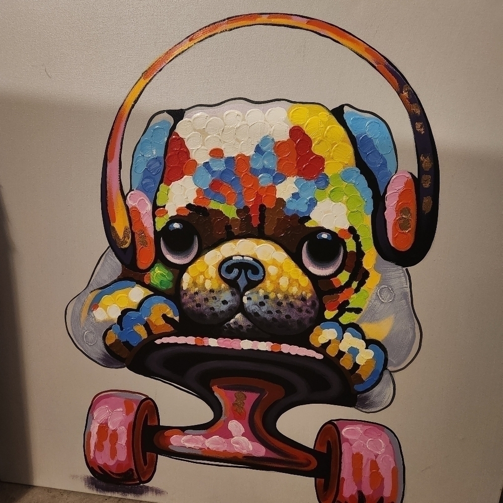 Colorful Pug Art Canvas - Picture 3 of 5